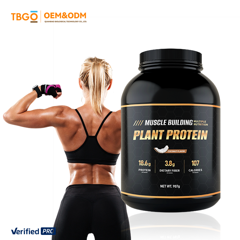 2025 TBG OEM Plant-Based Protein Powder Manufacturer - 907g Barrel Packaging Coconut Flavor Vegan Fitness Supplement Bulk Non-GMO Gluten-Free