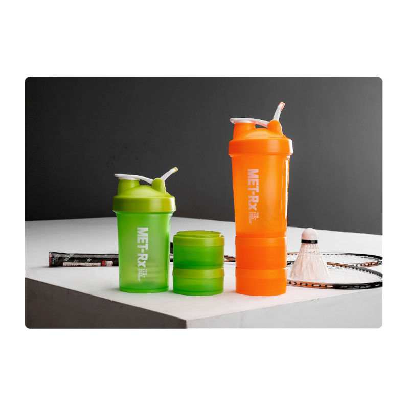 Fitness Shaker Bottle Manufacturer - OEM/ODM Private Label Leakproof Protein Mixer with 2 Supplement Boxes Gym Workout Container