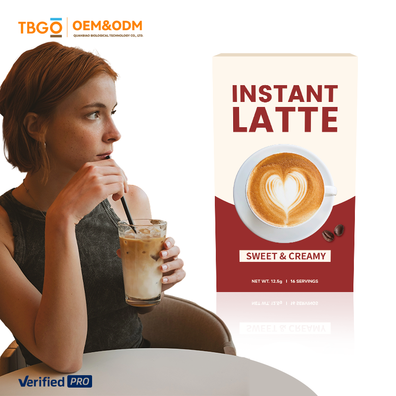 TBG OEM Latte Flavor Instant Coffee Manufacturer - 6-in-1 Formula with Non-Dairy Creamer & Coconut Oil Powder Private Label Smooth Texture