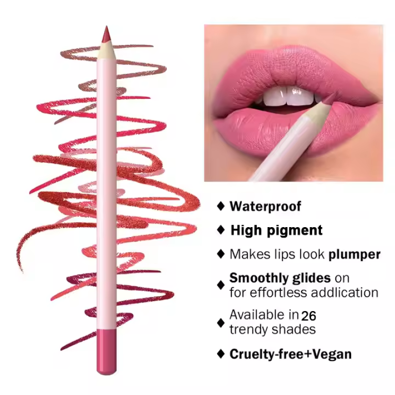 Lip Pencil Manufacturer - Custom Logo Wooden Vegan Lip Liner