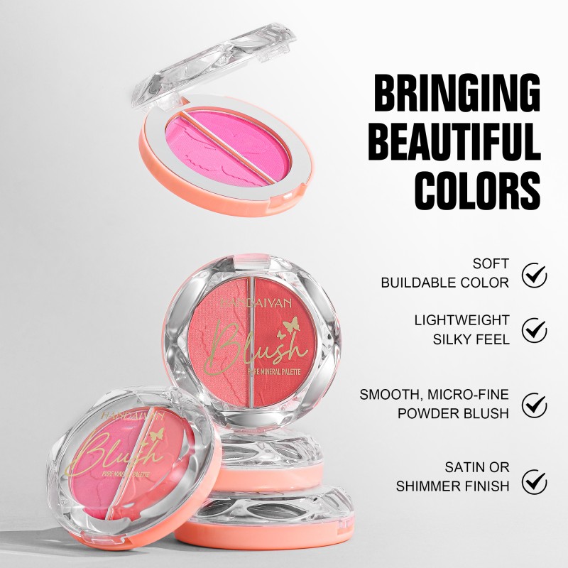 Blush Highlighter Factory - 2 in 1 Glossy High Pigment 5 Colors