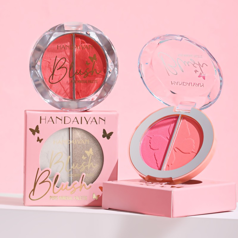 Blush Highlighter Factory - 2 in 1 Glossy High Pigment 5 Colors