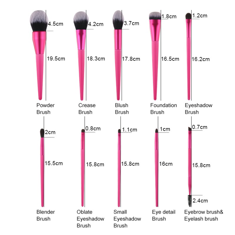Makeup Brush Kit Supplier - 10 Piece Pink Custom