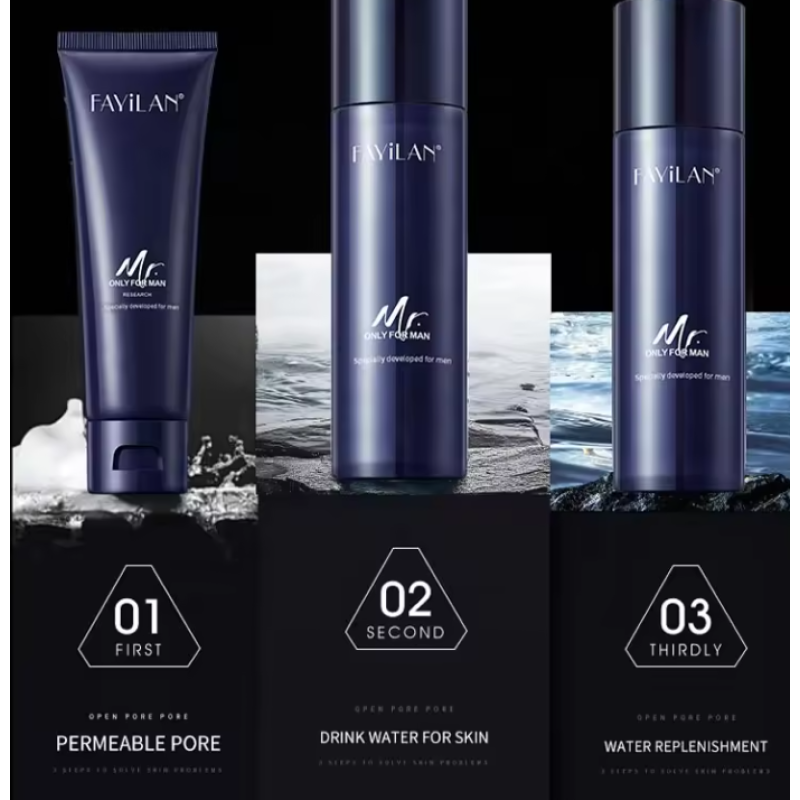 Men's Skincare Set Factory - 3 Step Water Oil Balance