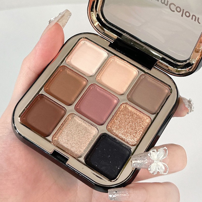 Eye Shadow Palette Custom - 9 Color Matte Brown Shimmer Glitter Private Label