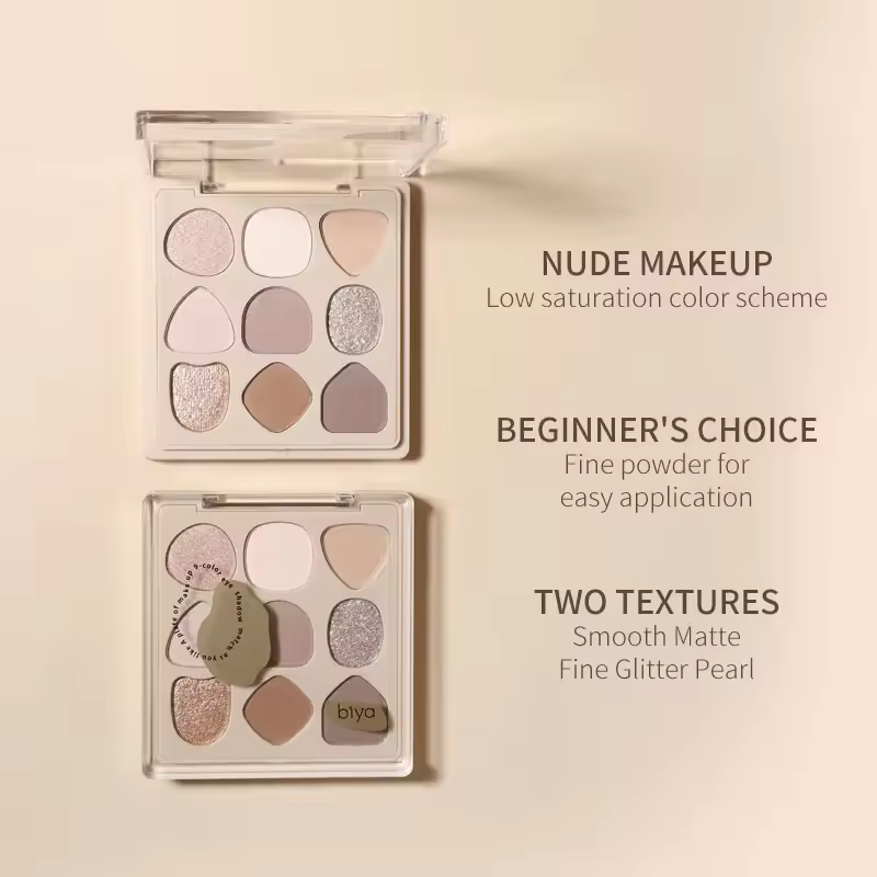 Eye Shadow Palette Bulk Supplier - 9 Color Heart Shape Matte Glitter Vegan