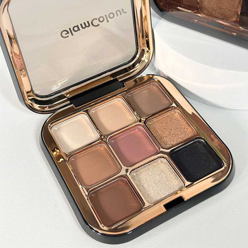 Eye Shadow Palette Custom - 9 Color Matte Brown Shimmer Glitter Private Label