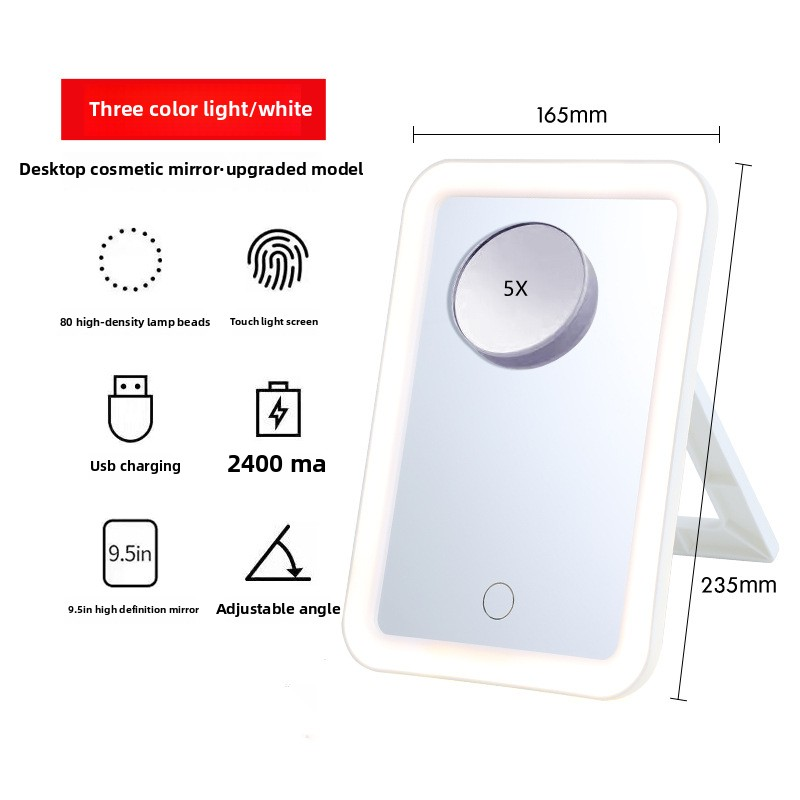 Beauty Mirror Supplier - LED Lighted Magnification Foldable Trifold Stand