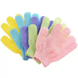 Bath Gloves Supplier - Five-finger Exfoliating Polyester Body Application
