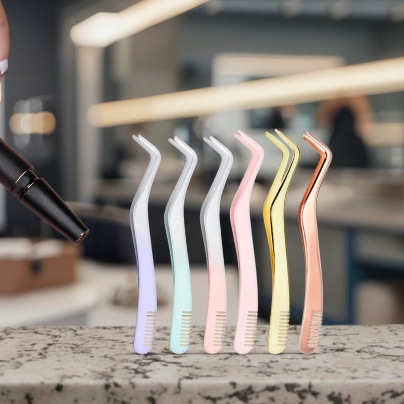 Eyelash Extension Set Manufacturer - Stainless Steel Curved Tweezers Beginner Tool