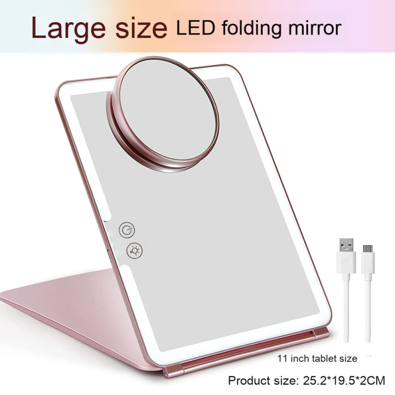 Folding Mirror Manufacturer - Portable Large LED Flip Cover Dormitory Use