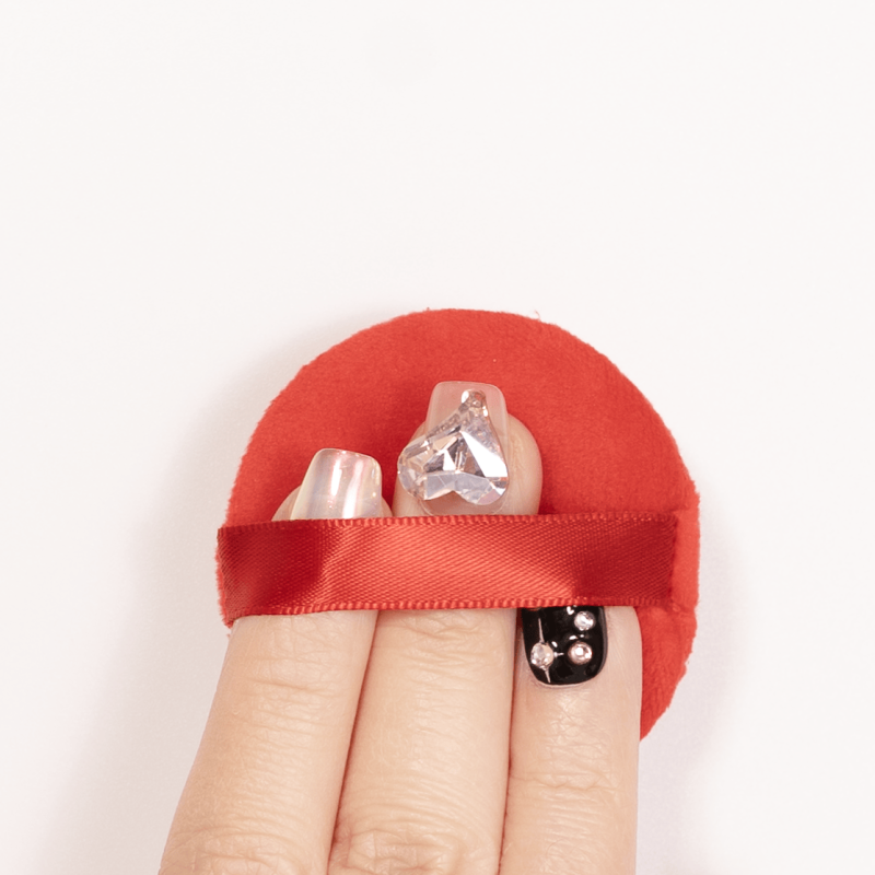 Powder Puff Private Label - Soft Red Silk Round Bow Loose Makeup Wholesale