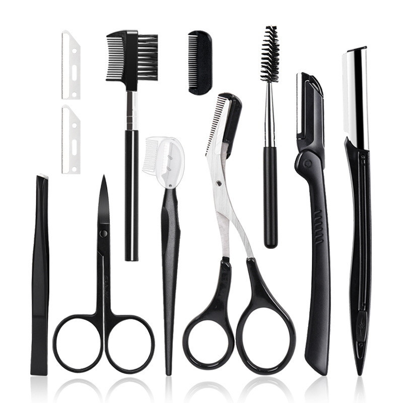 Eyebrow Trimmer Supplier - 11 in 1 Stainless Steel Folding Beginner Tool