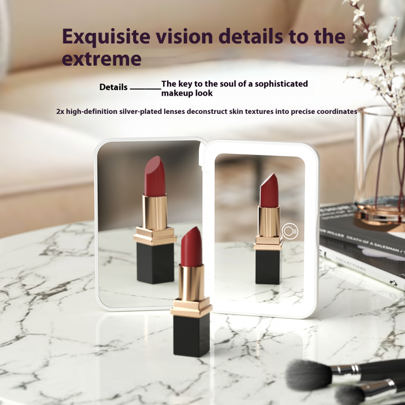 LED Makeup Mirror Factory - Portable Mini 2x HD Three-Color Light Foreign