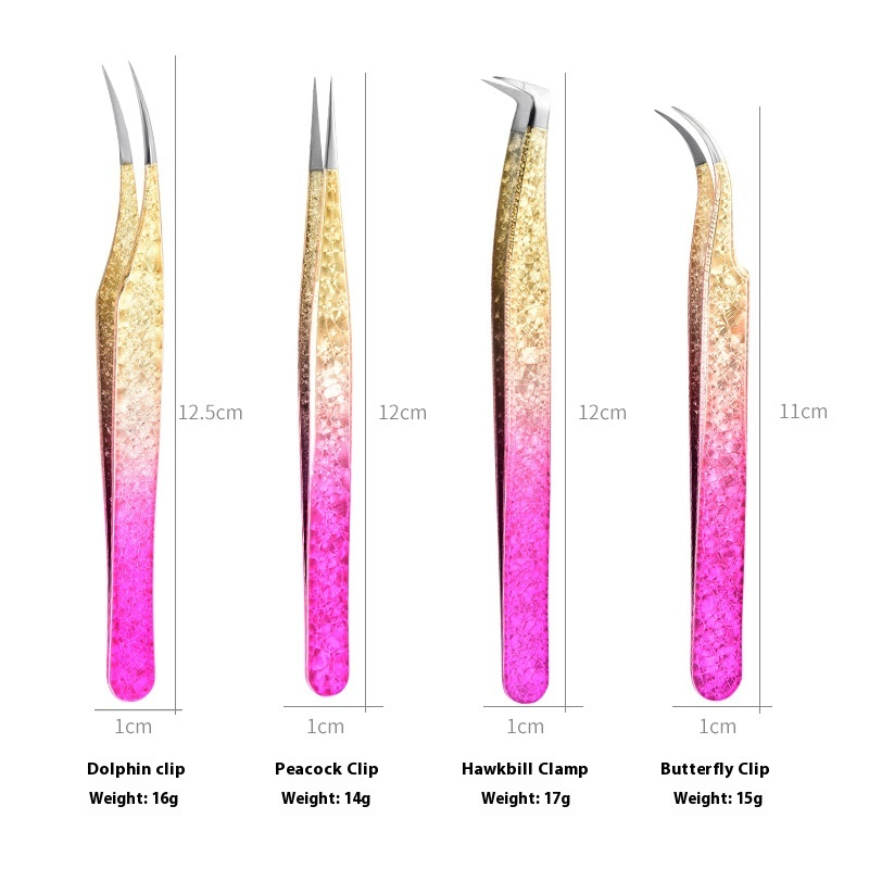 Eyelash Tweezers Factory - Golden Clip High Precision Ice Flower Design