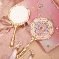 Handheld Mirror Factory - Trendy Embossed Alloy Standing Mirror Personal Label