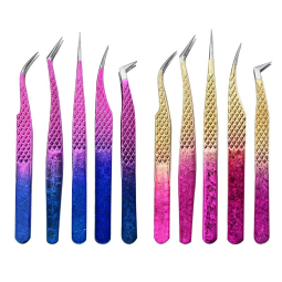 Eyelash Tweezers Factory - Golden Clip High Precision Ice Flower Design