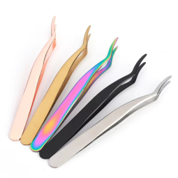 Eyelash Tweezers Factory - Hyperbolic Stainless Steel Curved Slanted Tips