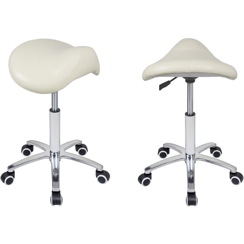 Hydraulic Stool Wholesale - Adjustable Rolling White Leather Barber Salon