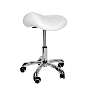 Hydraulic Stool Wholesale - Adjustable Rolling White Leather Barber Salon