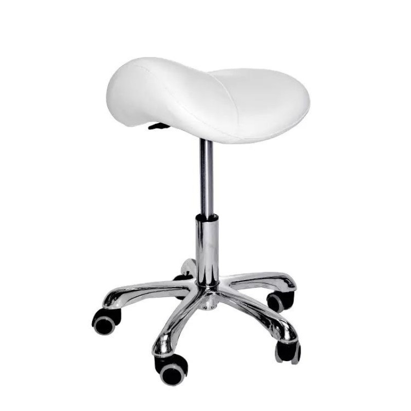 Hydraulic Stool Wholesale - Adjustable Rolling White Leather Barber Salon