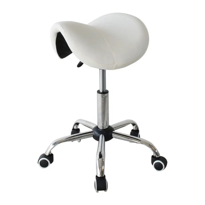 Hydraulic Stool Wholesale - Adjustable Rolling White Leather Barber Salon