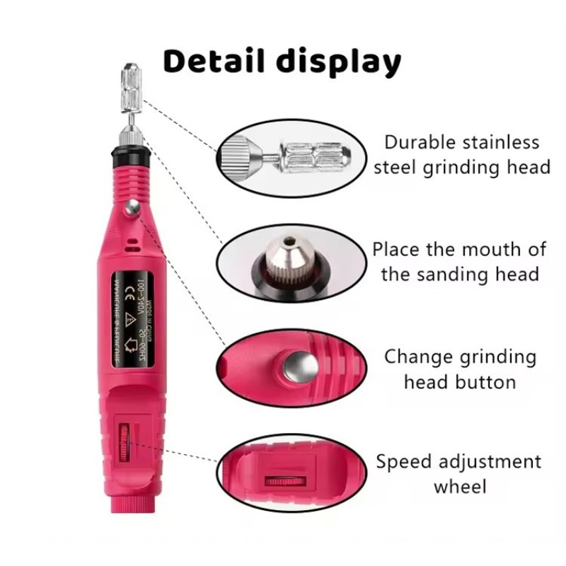 Nail Drill Machine Factory - Portable Electric 30000 RPM Stainless Steel Head