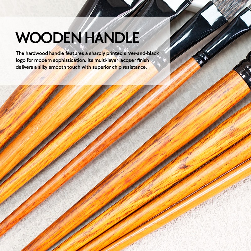 Paint Brush Set Manufacturer - 4pcs Artist Hog Bristle Yellow Wood