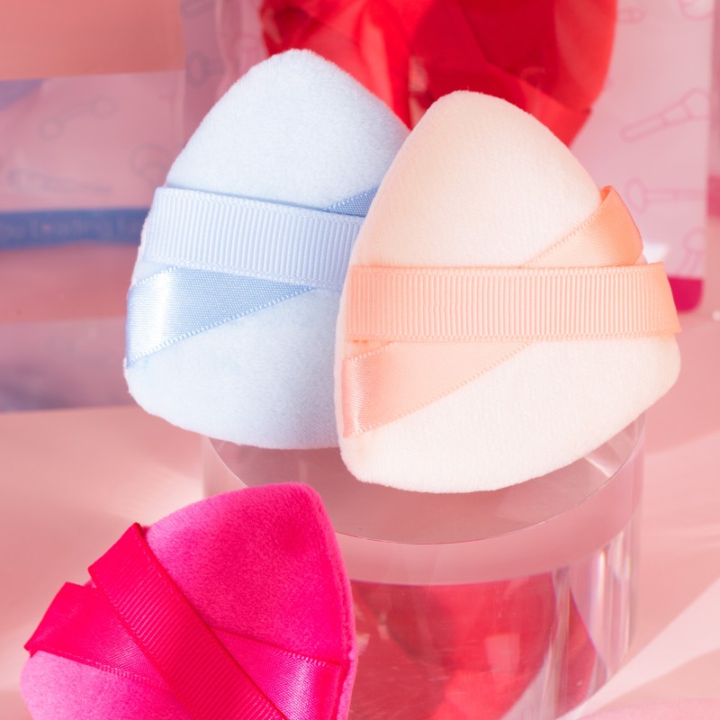 Cosmetic Puff Manufacturer - Luxury Velvet Triangle Cross Ribbons
