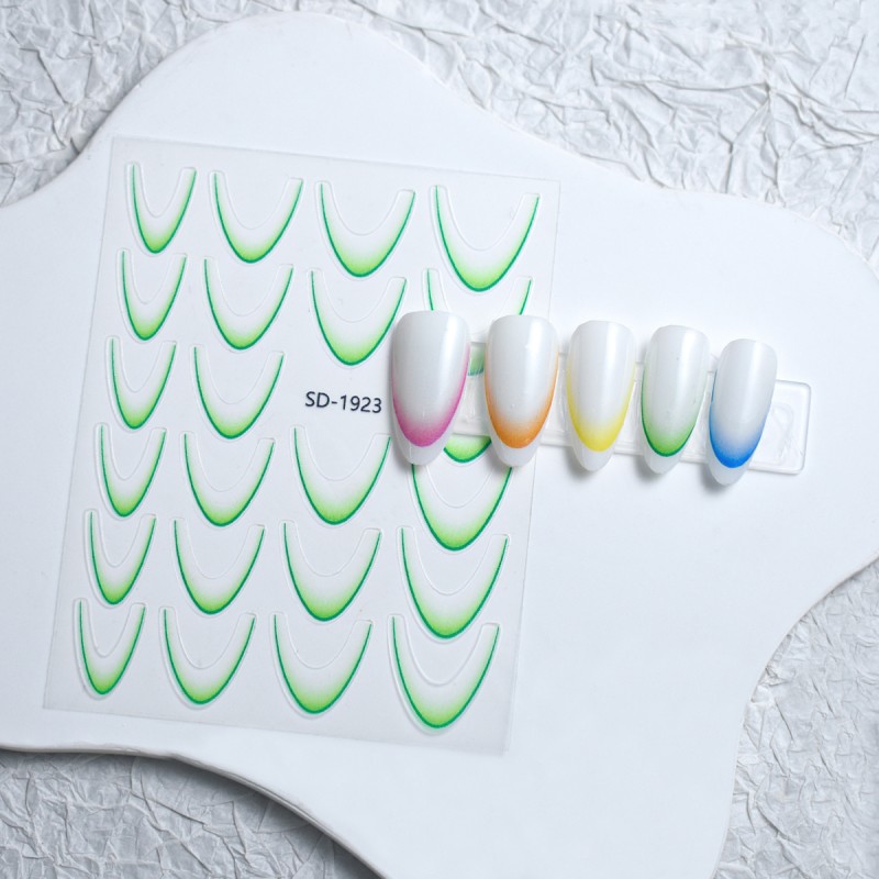 Nail Sticker Manufacturer - French Gradient Smiling Line 3D Red Black Stripe