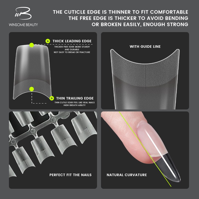 Salon Gel Tips Manufacturer - Hot Selling 7 Style Half Coverage Full Matte