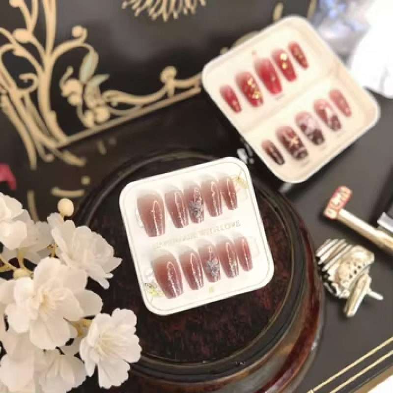 Coffin Nail Tips Wholesale - Luxury 24pcs 3D ABS Coffin Square Pattern Press