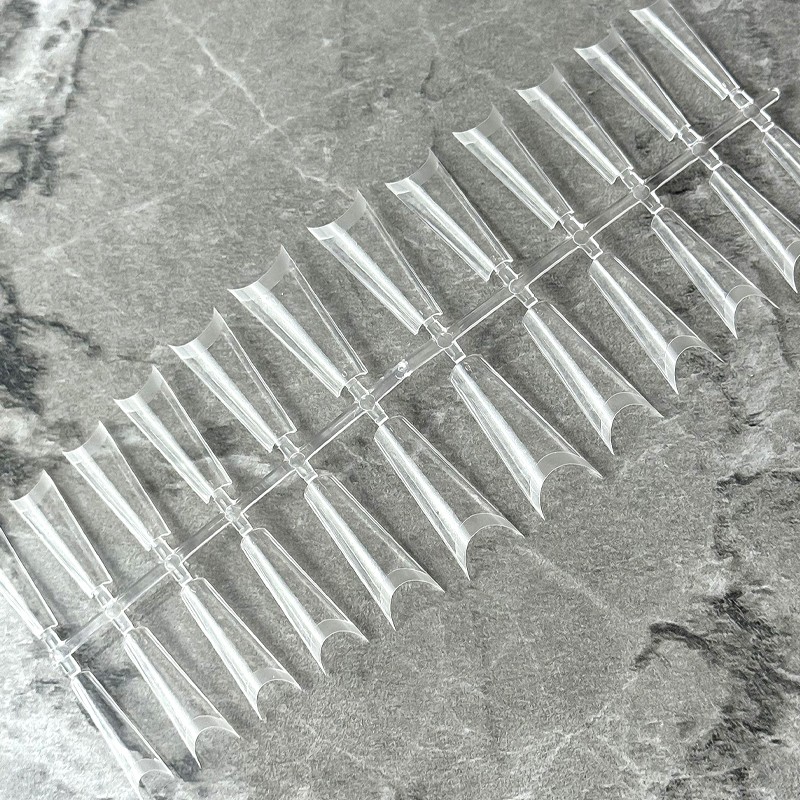 Gel Nail Tips Factory - Transparent Coffin Half Cover Salon Style Extension