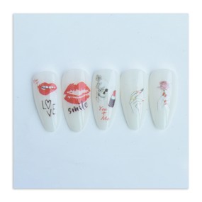 Gel Nail Stickers Factory - New Sexy Lips 3D Waterproof Heart Shaped