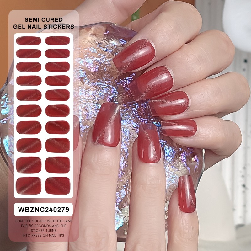 Semi Cured Gel Stickers Factory - New Designs Custom Nail Polish Wraps