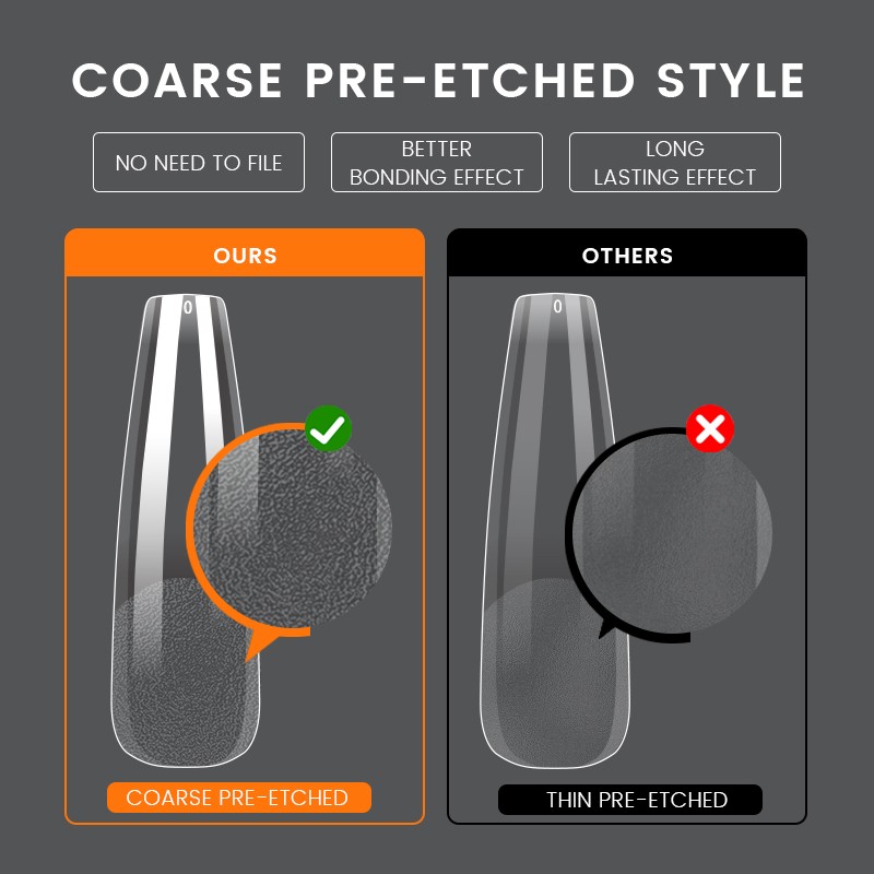 Soft Gel X Tips Supplier - Crystal Half Pre-etched Best Vendor Matte