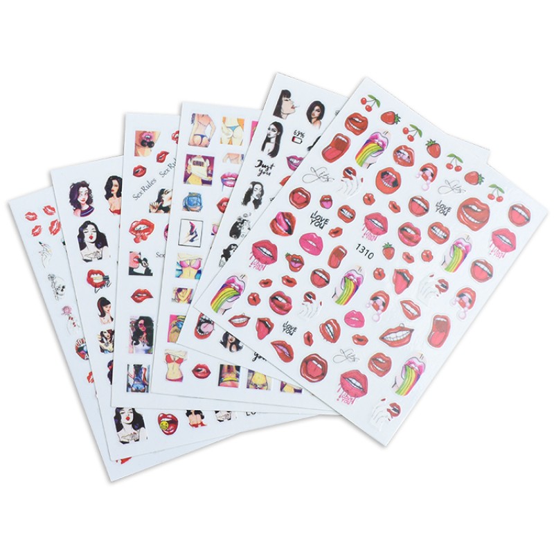 Gel Nail Stickers Factory - New Sexy Lips 3D Waterproof Heart Shaped