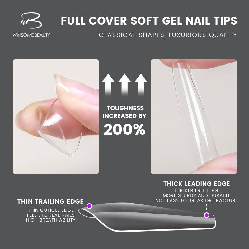 Nail Tip Boxes Manufacturer - Wholesales 500pcs Full Cover Coffin Almond