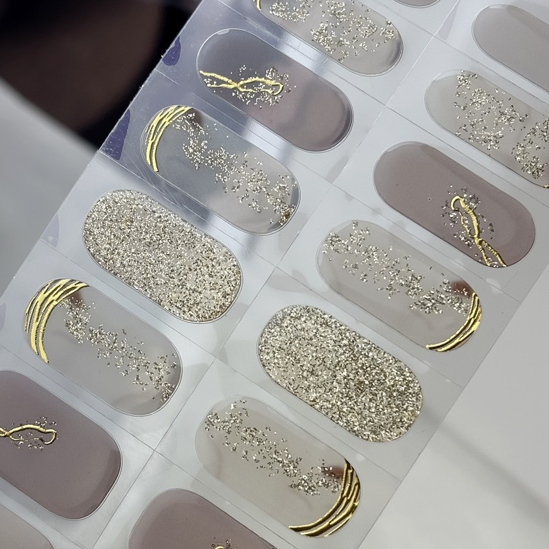 UV Gel Strip Sticker Factory - Golden Glitter Non-Toxic Waterproof Hot Art