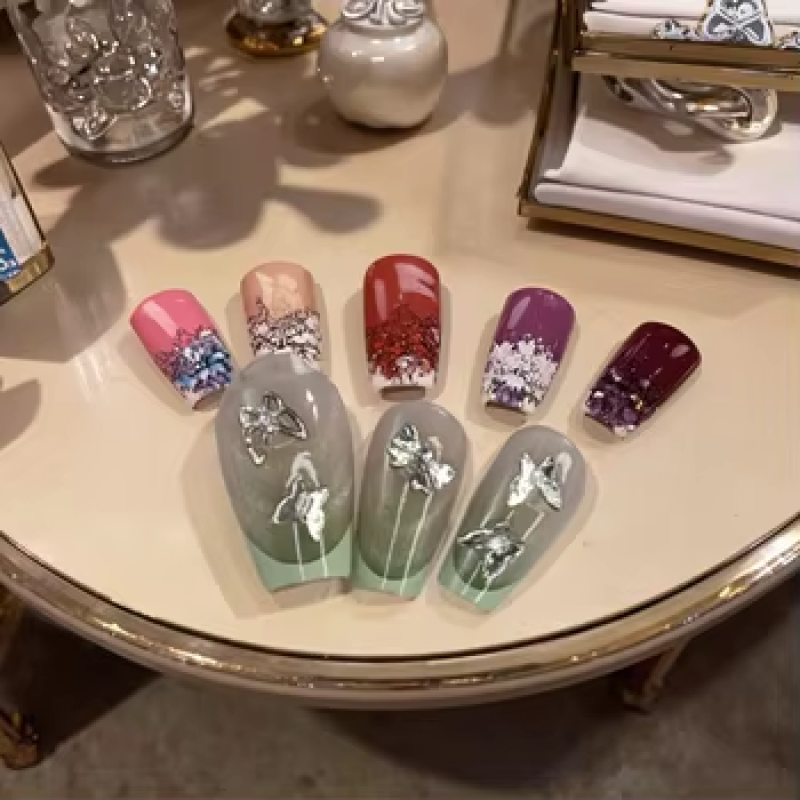 ABS Nail Tips Factory - Durable 24Pabs 3D Coffin Press on Nails by Hand