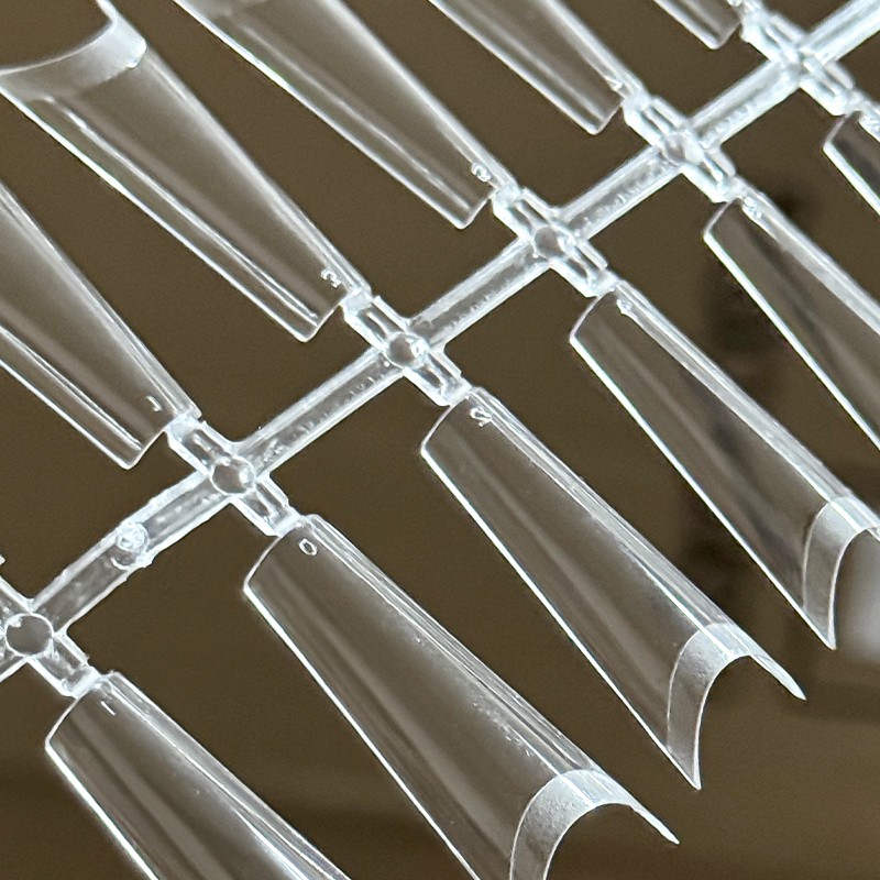 Nail Tips Supplier - Clearance Transparent Coffin Pattern Half Cover