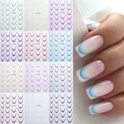Nail Sticker Manufacturer - French Gradient Smiling Line 3D Red Black Stripe