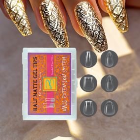 Artificial Nail Tips Factory - Half Matte Sculpt Style Long Almond Stiletto