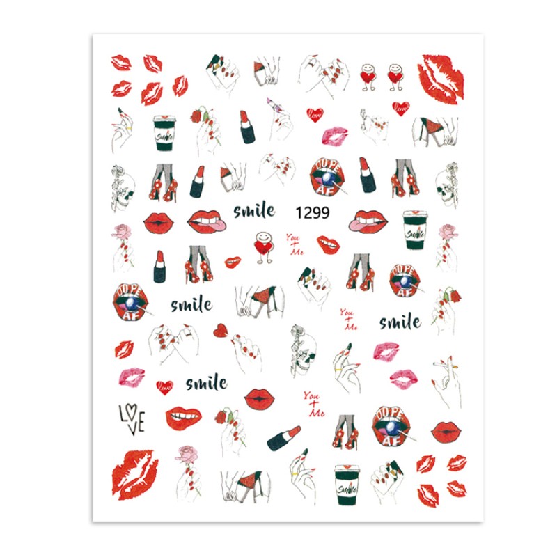 Love Nail Stickers Supplier - Hot Sexy 3D Rose Waterproof Heart Shape