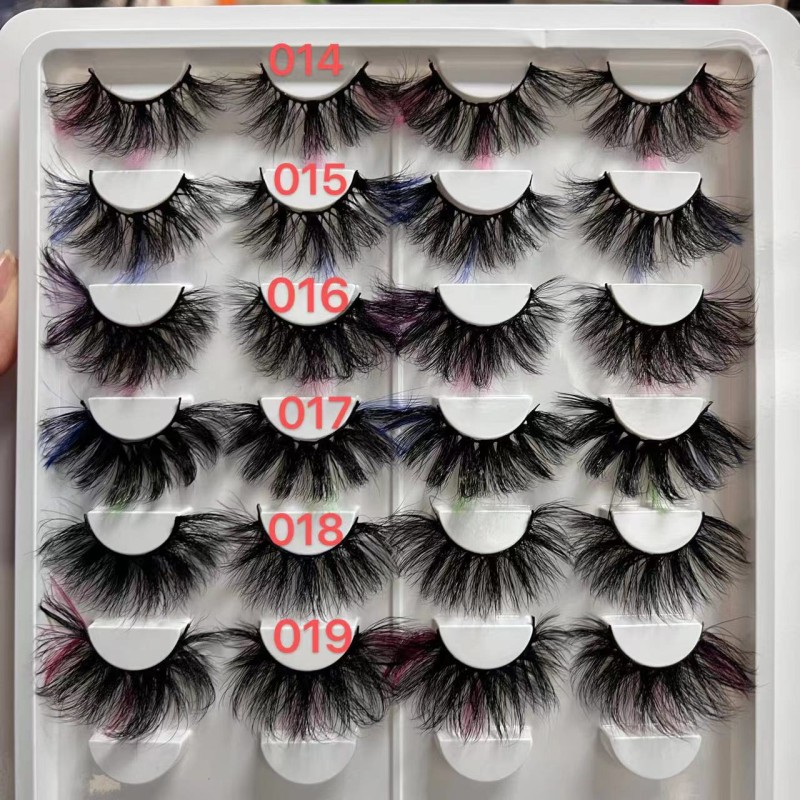 Color Eyelashes Factory - Wholesale Private Label Color Mink 25mm Colorful