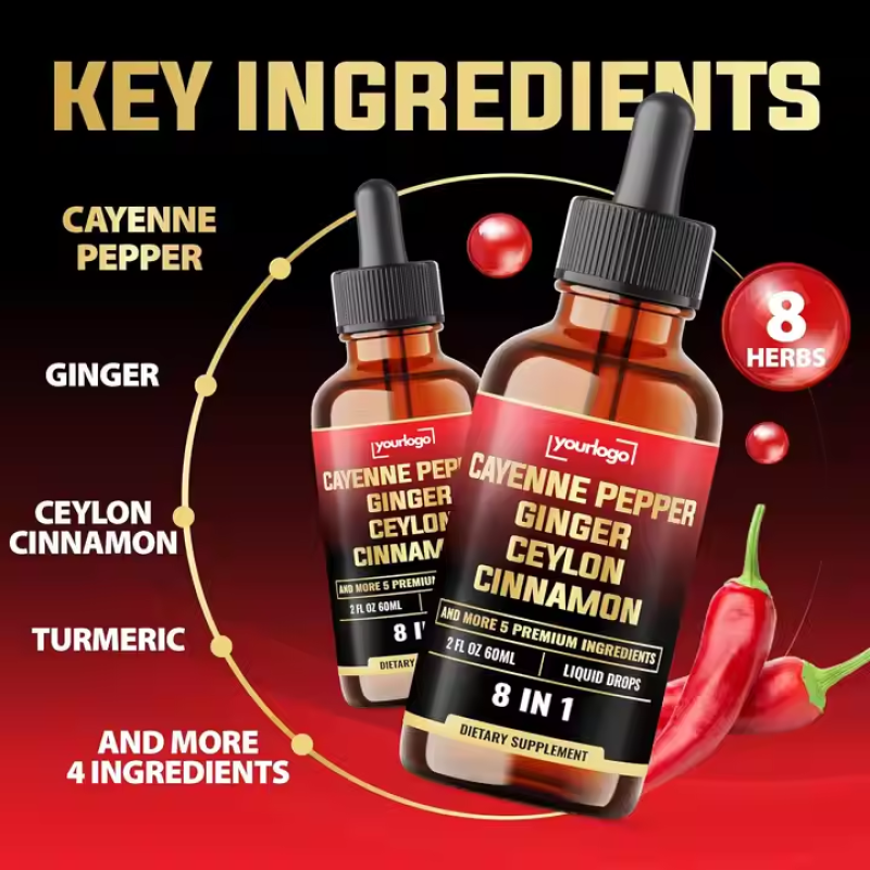 Herbal Drops Manufacturer - ODM 8 in 1 Cayenne Pepper Liquid Drops