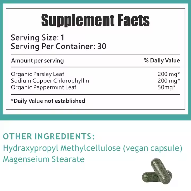 Chlorophyll Capsules Manufacturer - OEM Private Label 30 Vegan Capsules
