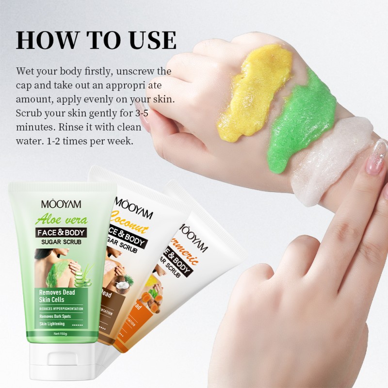 Sugar Scrub Factory - OEM Body Face 3 Flavors Coconut Aloe Vera Turmeric Infused