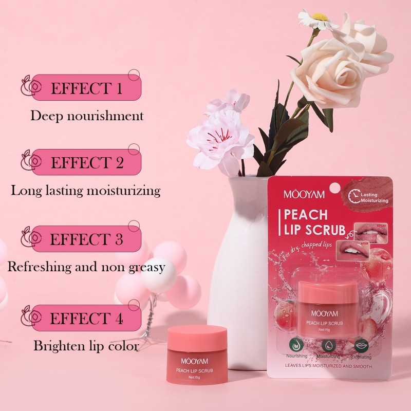 Lip Scrub Cream Factory - OEM Herbal Infused Exfoliating Moisturizer Peach Blueberry