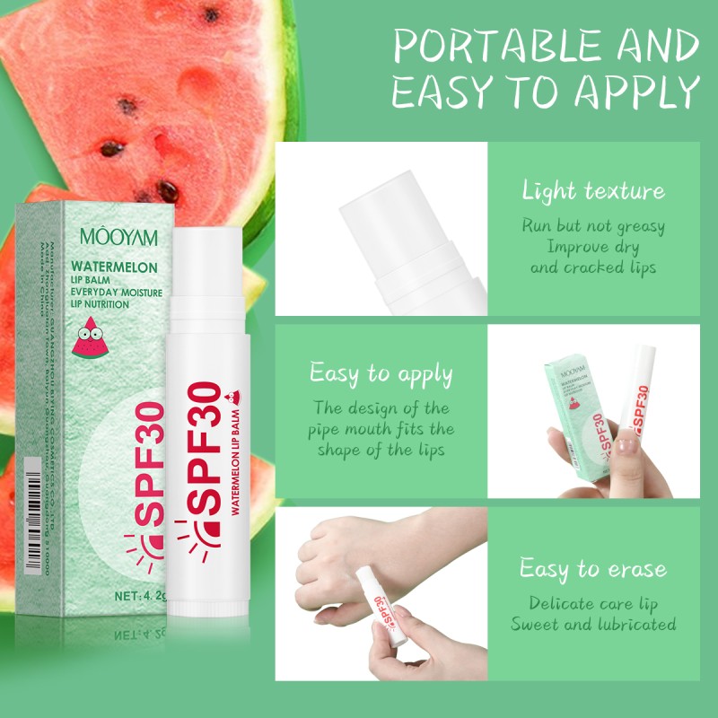 Lip Balm Factory - Watermelon Herbal SPF 30 Moisturizing Waterproof Lip Gloss